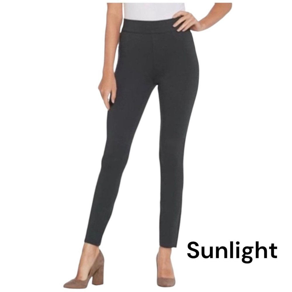 Spanx Pull On Pants Women Large Gray Stretch Ponte Knit Ankle Leggings Mid Rise